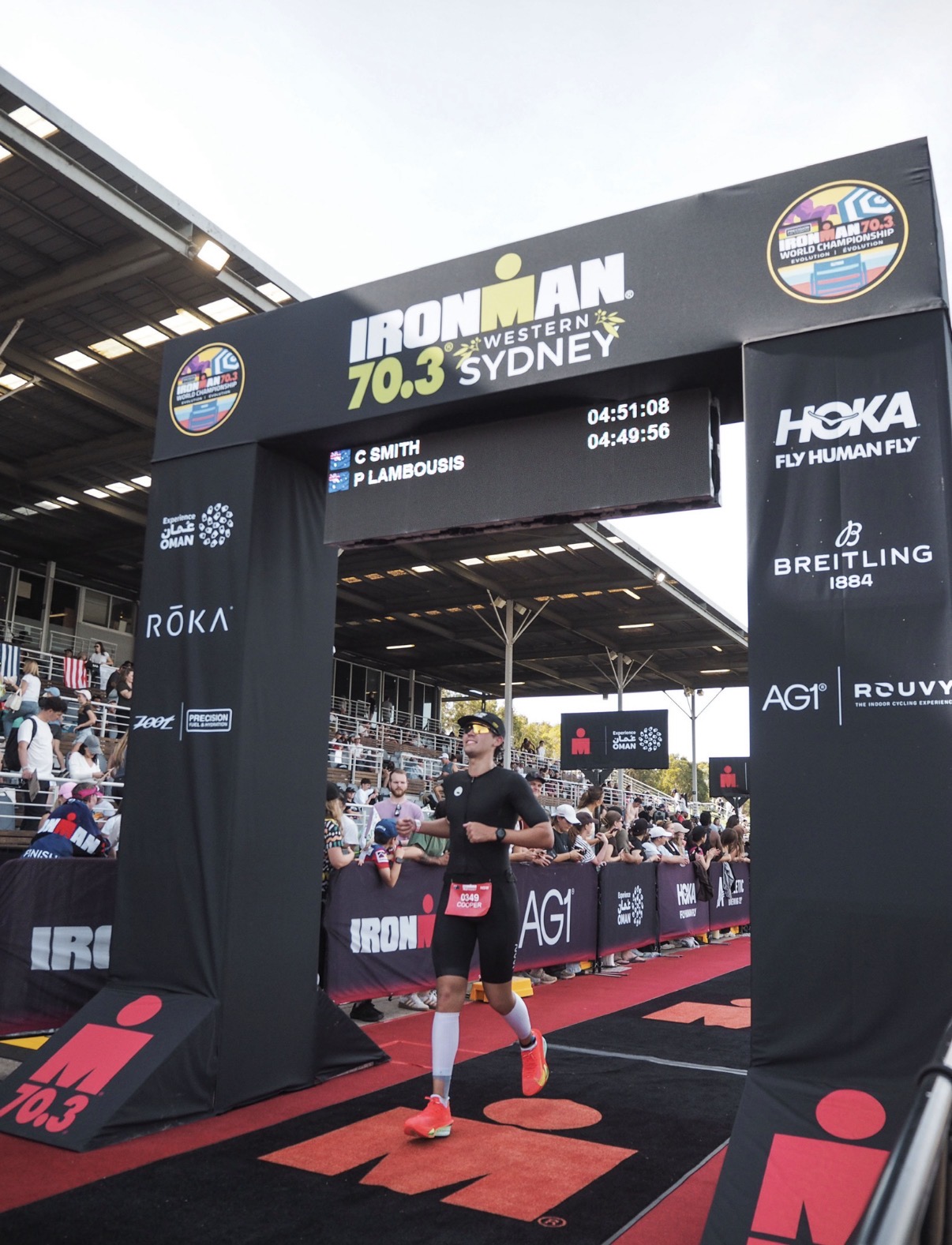 Cooper Smith finishing Ironman 70.3 Western Sydney